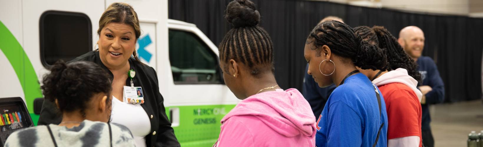 Students at a career fair
