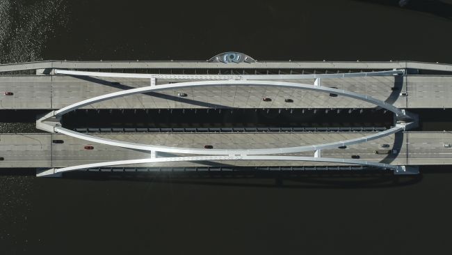 Overhead of I-74 Bridge