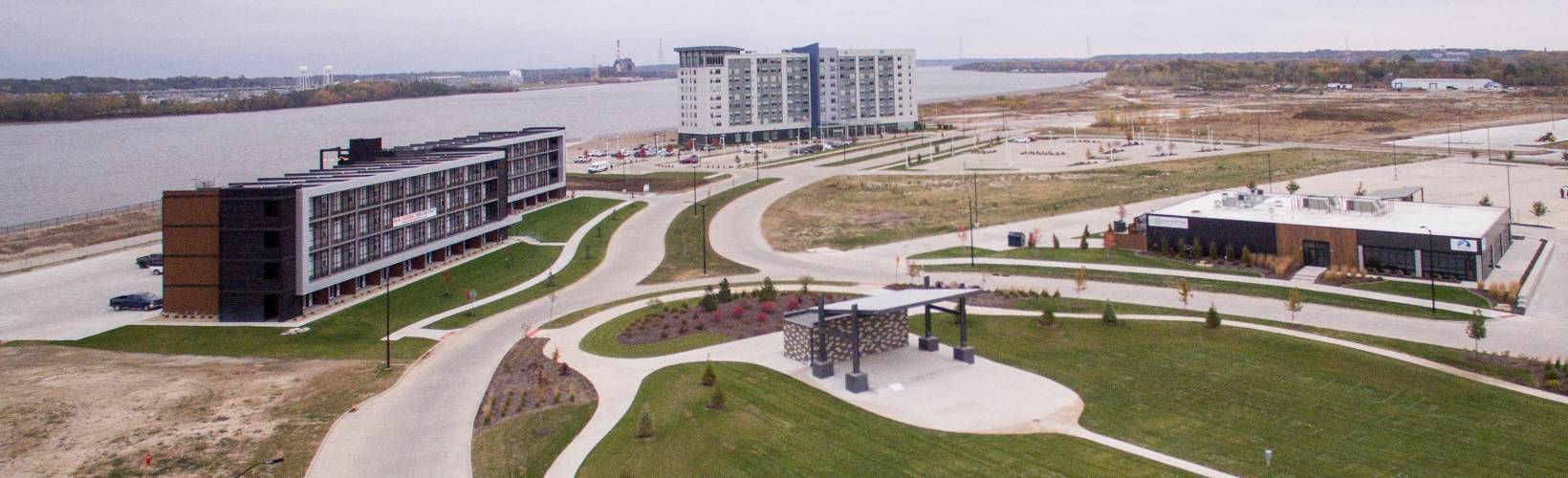 Building along the Mississippi River in East Moline