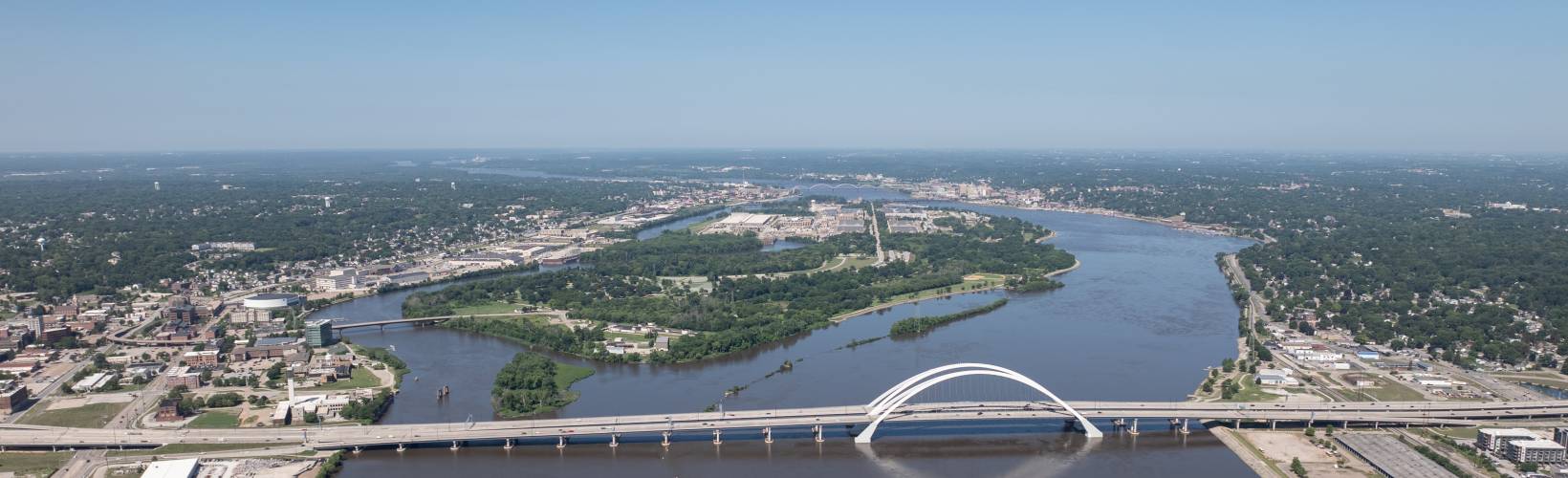 Mississippi River Quad Cities with bridge